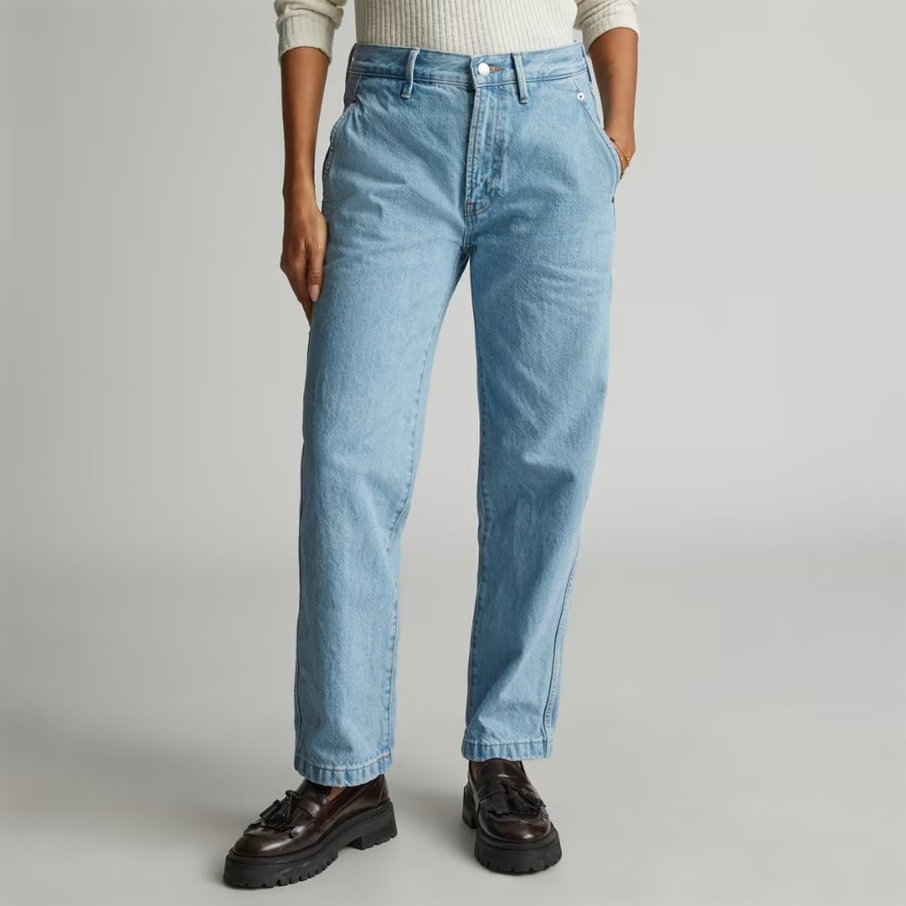 Everlane cinch back utility jeans in sunkissed blue NWT
